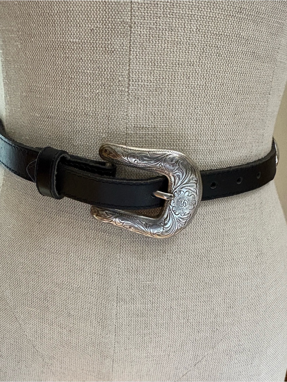 Tony Lama Black Leather Western Buckle Belt Size 26